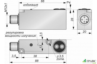 Оптический бесконтактный датчик OC172-NO/NC-PNP-P (с регулировкой)