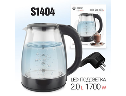 Чайник электрический deespi DE-W03 2,0л/1700Вт (стекло, пластик) черный