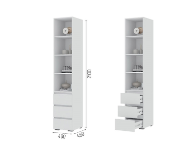 Спальня ХЕЛЕН - Пенал открытый ПН 02 Белый Шагрень/Белый Шагрень