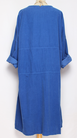 Платье-рубашка Бохо "Вельвет асимметрия" морская волна, электрик до р.56