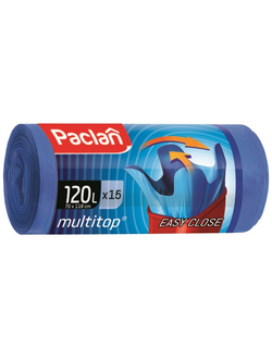 Мешки для мусора ПВД 120л 24мкм 15шт/рул син 70x110см Paclan Multi-Top