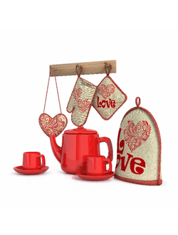 посуда Набор для кухни с прихватками LOVE