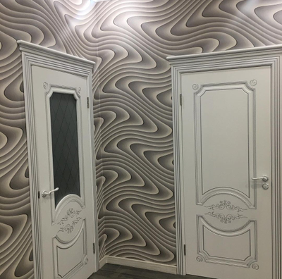 VFD. MILANA 3D/ POLAR PS. МИЛАНА 3D/ БЕЛАЯ ЭМАЛЬ-ПАТИНА СЕРЕБРО. ПОЛОТНО ГЛУХОЕ