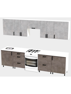 Кухня Эконом 2,4 метра (1200х1200) Цвет: Цемент светлый/Цемент темный