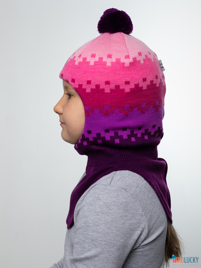 Шапка-шлем  20101-06, цвет сливовый,сиреневый,розовый р. 50-52