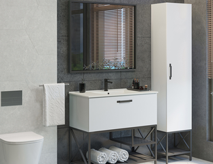 Мебель COMFORTY Шкаф-колонна "Бредфорд-40" белый глянец/графит