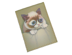 Обложка на студенческий билет с принтом "Грустный котик"