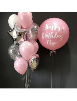 Композиция "Розовое-серебро"