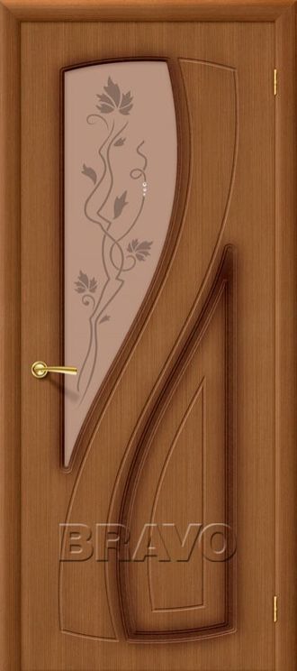 Межкомнатная шпонированная дверь Лагуна ПО Орех файн-лайн