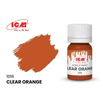 C1016 Краска акриловая, 12 мл, цвет Прозрачный оранжевый(Clear Orange)