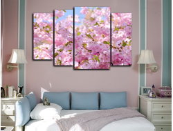 Модульная картина "Цветение вишни. Сакура"