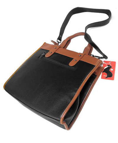 (АРТИКУЛ: 9719/1) СУМКА ЖЕНСКАЯ СРЕДНЕГО РАЗМЕРА, НАТУРАЛЬНАЯ КОЖА, ТЕМНО-СЕРАЯ (ПОЧТИ ЧЕРНАЯ) С РЫЖЕЙ ОТДЕЛКОЙ, С ПЛЕЧЕВЫМ РЕМНЕМ