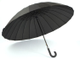Зонт-трость мужской 24 спицы с кожаной ручкой крючком (купол 120см, Черный)