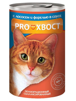 Консерва Proхвост для взрослых кошек с лососем и форелью в соусе 0,415 кг