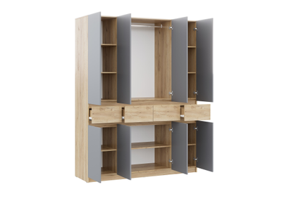 Бостон Лайт Шкаф ШК-004 (4-ств.) Дуб Крафт золотой / Серый шифер