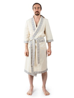 Халат для бани из крапивы "Легкий Пар" белый