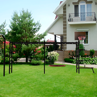 Уличная шведская стенка-рукоход двойной  с комплектом турник прямой