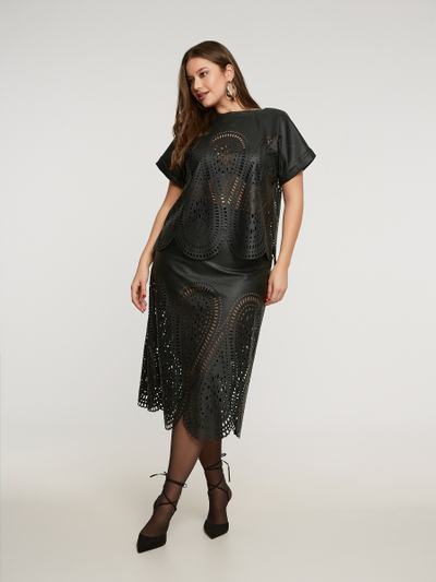 Юбка из экокожи с перфорацией