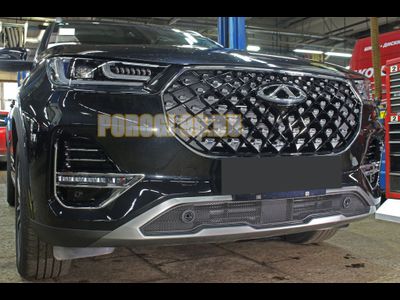Защита радиатора Chery Tiggo 8 PRO 2021- black низ с парктроником