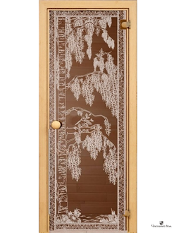 Дверь стеклянная для бани и сауны Эконом Березка бронза 6 мм 700*1900 мм