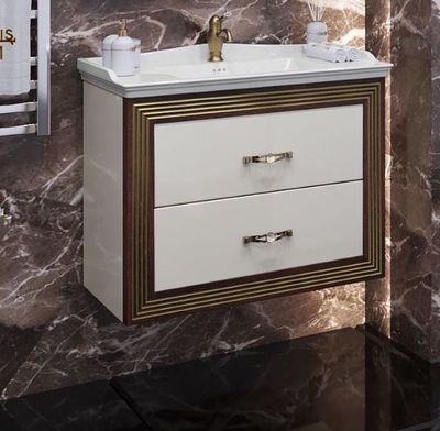 Тумба с раковиной Opadiris Карат 80 бежевый, золото