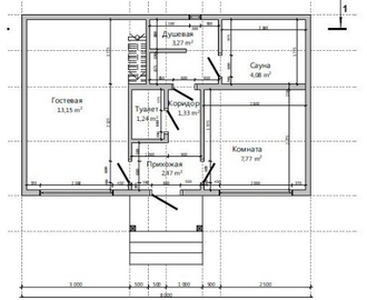 Одноэтажная каркасная баня с одной спальней 35м² (SK25)
