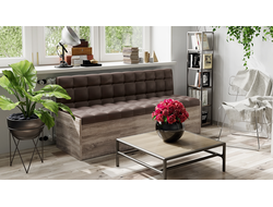 Скамья прямая «Форест» Дуб Сонома трюфель/Кожзам коричневый