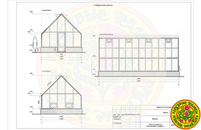 Фасад теплицы из стекла и алюминия Бристоль 8000 х 4000 мм