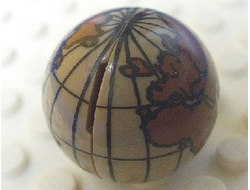 Cylinder Hemisphere 2 x 2 with Globe Pattern Undetermined Type, Dark Tan (61287c01pb01)