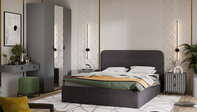 Композиция Спальни ТИФФАНИ Серый Графит/Графит матовый