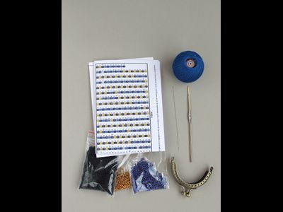 Монетница "Зодиак" Набор для вязания крючком с бисером от Ирины Рудевич - СТРЕЛЕЦ (синий)