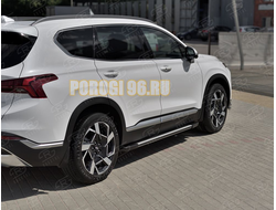Пороги алюминиевые "Элеганс" РусСталь для Hyundai Santa Fe 2021-2024