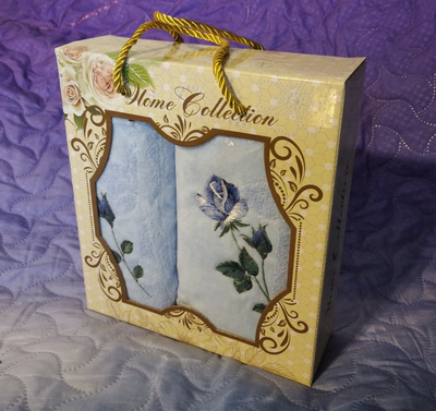 Набор махровых полотенец для рук с вышивкой Розочки, 35х35 и 35х75 см