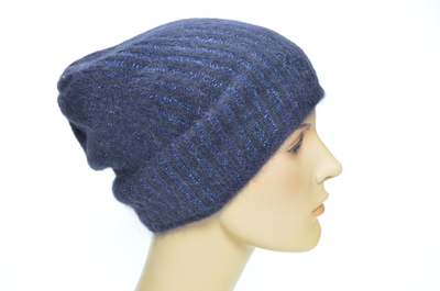 Итальянская шапка из мохера и альпака для женщин синяя