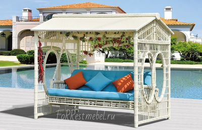 Садовые качели-беседка из ротанга
