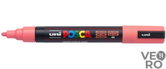 Акриловый Маркер Uni POSCA PC-5M 1,8-2,5мм, овальный наконечник, кораллово-розовый