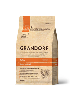 Grandorf (Грандорф) сухой корм для стерилизованных кошек и кастрированных котов Индейка, 400 г