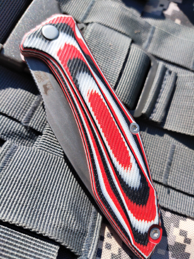 Складной нож Грач сталь ЛАМИНАТ Васильева, рукоять G10, цвет швейцарка