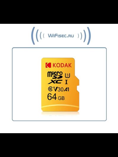 Карта памяти Kodak Micro SD, класс 10, UHS-1 U3 V30 A1 на 64 ГБ, чтение 90 МБ/с, запись данных 30 МБ/с, + переходник SD