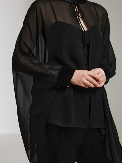 Вечерний полупрозрачный топ - накидка