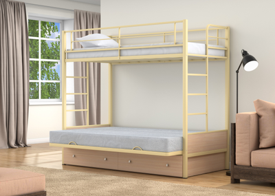 Двухъярусная кровать-диван Дакар 1 Слоновая кость (вставки Дуб молочный) фото 5