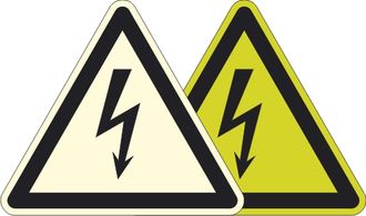 Фотолюминесцентный знак W08 «Опасность поражения электрическим током»