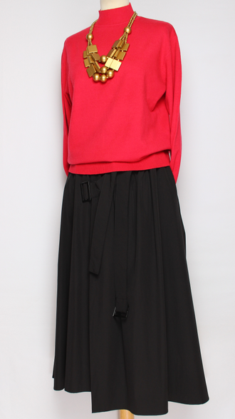 Юбка  "Широкая асимметрия хлястики" черная до р.52