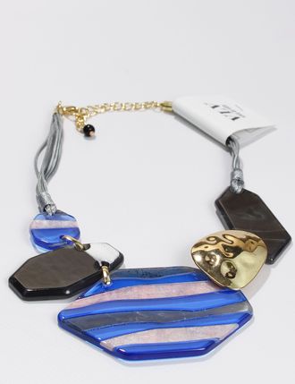 Колье "ВОЛНА-РОМБ" голубое