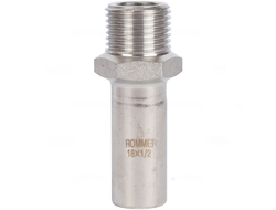 Вставка ROMMER переходная НПр-НР, 18х1/2, из нержавеющей стали прессовой