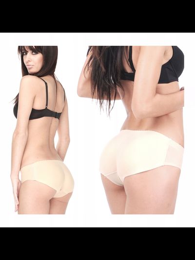 Комплект из двух бесшовных трусов пуш-ап (черный+телесный)
