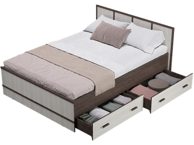 Кровать двуспальная "Сакура" 1600 с выдвижными ящиками (БТС)