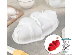 Форма для муссовых десертов и выпечки Доляна «Влюблённые сердца», 27×17 см, цвет белый
