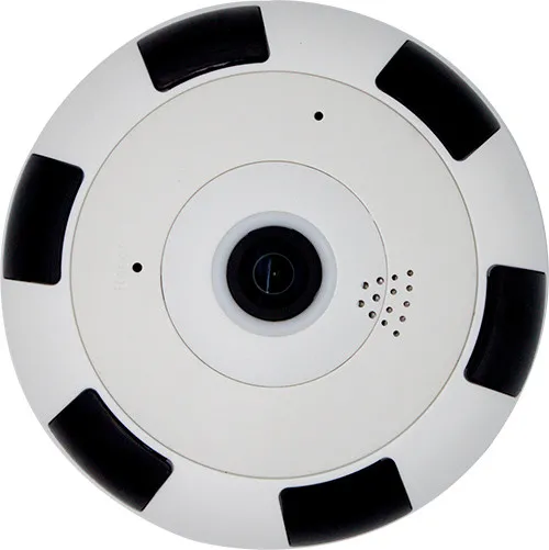 Панорамная WiFI/LAN IP видеокамера с углом обзора 360 градусов, белая.