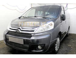 Защита радиатора Citroen Jumpy (II рестайлинг) 2012-2016 (2 части) black верх